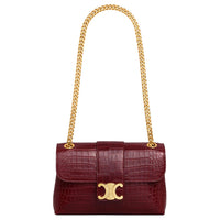 CELINE Crocodile Leather Crossbody Bag Shoulder Bag Women's Light Burgundy