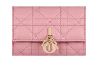 DIOR Sheepskin Wallet Extra Small Women's Peach Pink