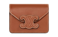CELINE Cow Leather Card Holder Women's Tawny