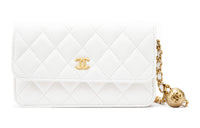 CHANEL WOC Sheepskin Shoulder Bag Crossbody Bag Regular Women's White