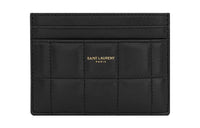 SAINT LAURENT Lambskin Card Clip Card Holder Women's Black
