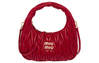 MIU MIU Sheepskin Hobo Shoulder Bag Women's Red