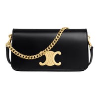 CELINE Shiny Cow Leather Portable Crossbody Bag, Shoulder Bag Women's Black