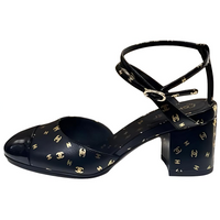 CHANEL 23P SS Chunky Heel High Heels Women's Black