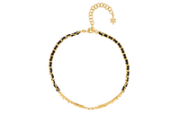 CHANEL Metal, Sheepskin, Rhinestone Necklaces Women's Black