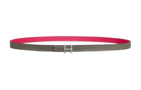 HERMES H Torsade Double-Sided Smooth Buckle Leather Belts Women's Gray/Pink Width: 1.3cm