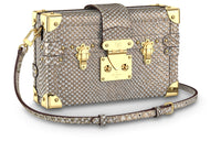 LOUIS VUITTON PETITE MALLE Python Skin Hard Box Box Bag Shoulder Bag Crossbody Bag Women's Gray