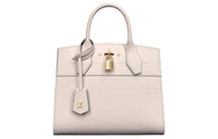 LOUIS VUITTON CITY STEAMER Matte Crocodile Leather Handbag Small Size Women's Matte Latte