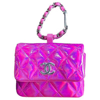 CHANEL Goatskin Suede Handbag Small Size Women's Peach Pink