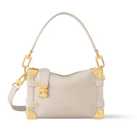 LOUIS VUITTON Grained Calfskin Soft Box Crossbody Bag Shoulder Bag Small Size Women's Light Beige