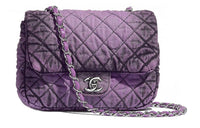 CHANEL Denim Shoulder Bag Crossbody Bag Women's Black Purple
