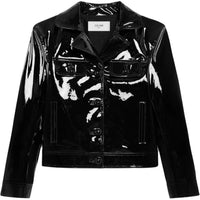 CELINE Straight Blouson Jacket In Patent Lambskin Leather