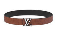 LOUIS VUITTON Leather Leather Belts Men's Brown Width: 4CM