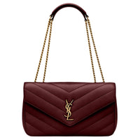 SAINT LAURENT LOULOU Soft Lambskin Shoulder Bag Medium Size Women's Burgundy