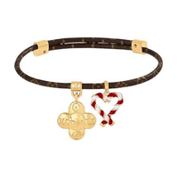 LOUIS VUITTON Canvas Metal Bracelets Women's Brown
