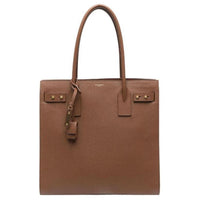 SAINT LAURENT Calfskin Handbag Shoulder Bag Men's Brown