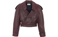SAINT LAURENT SS23 Leather Jackets Coats Women's Red Brown