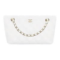 CHANEL Calfskin Handbag Women's White