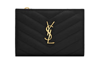 SAINT LAURENT Monogram Cow Leather Wallet Women's Black