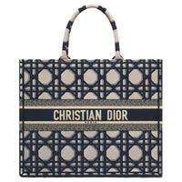 DIOR BookTote Pattern Embroidery Tote Bag, Shopping Bag, Handbag Large Size Women's Beige/Blue
