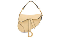 DIOR Saddle Grained Calfskin Saddle Bag Handbag Shoulder Bag Women's Light Yellow