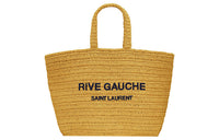 SAINT LAURENT Raffia Natural Woven Tote, Handbag Women's Wheat/Black