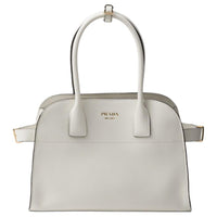 PRADA Leather Tote Bag Shopping Bag Handbag Medium Size Women's White