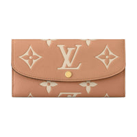 LOUIS VUITTON Emilie Soft Grained Cow Leather Wallet Unisex Brown & Cream