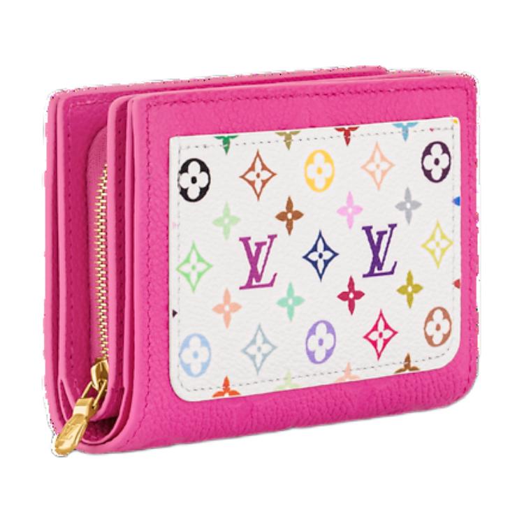 LOUIS VUITTON Takashi Murakami Collaboration Cow Leather Wallet Women's Pink