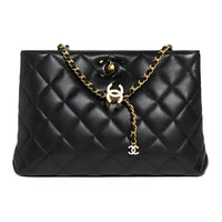 CHANEL Sheepskin Clutch Women's Black