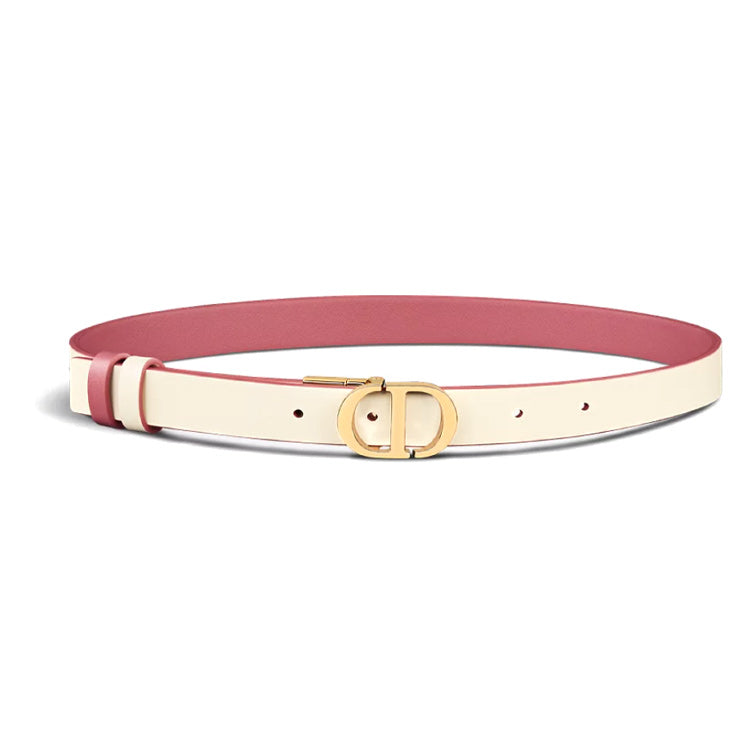 DIOR Calfskin Brass Leather Belts Women's Pink/Brown Width: 2CM