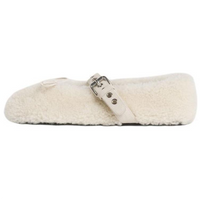 MIU MIU Shearling Mary Jane Shoes Women's White