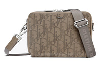 DIOR Leather Shoulder Bag Crossbody Bag Men's Beige