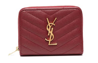 SAINT LAURENT Monogram Cow Leather Wallet Women's Red