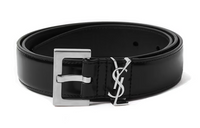 SAINT LAURENT Cassandre plaque Leather Belt