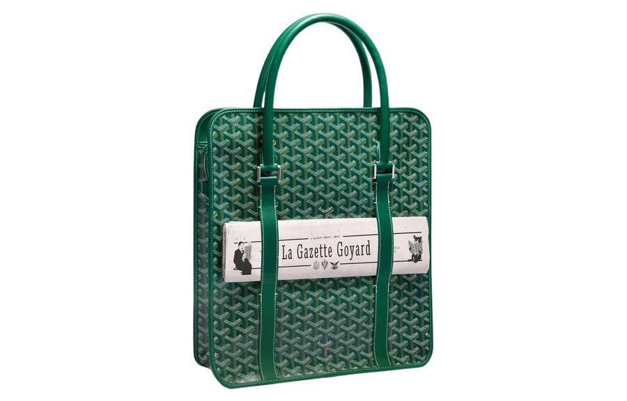 GOYARD Bourgogne Canvas With Leather Handbag Unisex Green