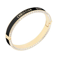 DIOR Faux Crystal Bangles Unisex Gold
