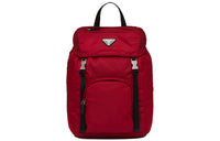 PRADA Nylon Double-Shoulder Backpack Unisex Red Black