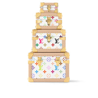 LOUIS VUITTON Takashi Murakami Village Co-Financing Leather Storage Boxes Unisex Multicolor