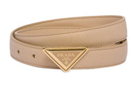 PRADA Individual Fashion Comfortable Smooth Buckle Belt Women's Brown Width 2CM