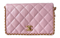 CHANEL Grained Embossed Cow Leather Shoulder Bag Crossbody Bag Women's Pink