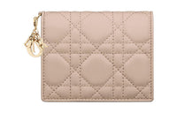 DIOR Lady Dior Lambskin Wallet Mini Women's Caramel Beige