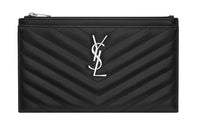 SAINT LAURENT Quilted Leather With Cow Leather Wallet Clutch Women's Black