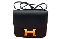 HERMES Constance Tadelakt Leather Shoulder Bag Crossbody Bag Mini Women's Noir Black
