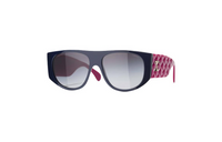 CHANEL Plastic Irregular Shape Sunglasses Women's Black