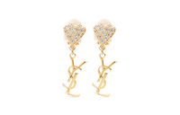 SAINT LAURENT Pre-Owned YSL-logo Heart Dangle Clip-on Earrings