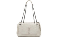 SAINT LAURENT Quilting Lambskin Shoulder Bag Women's Vintage White