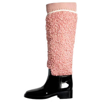 CHANEL Knee-high Boots Women's Black Pink