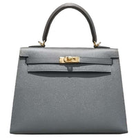 HERMES Kelly Epsom Leather Handbag Women's Y7 Bleu Orage Hurricane Blue