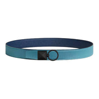 HERMES Calfskin Leather Belts Men's Blue Width: 3.2CM